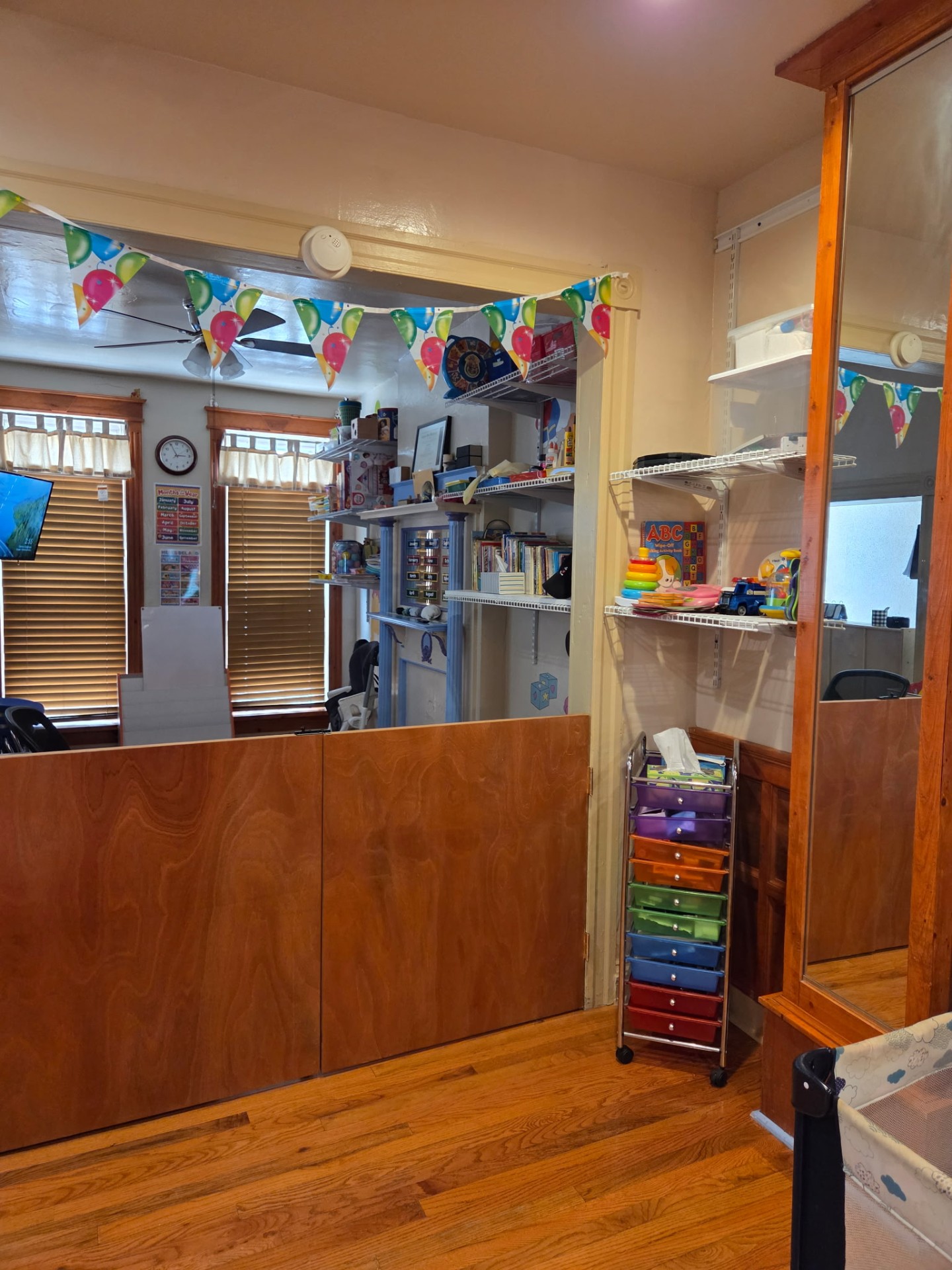 A peek from the entryway into our learning space.